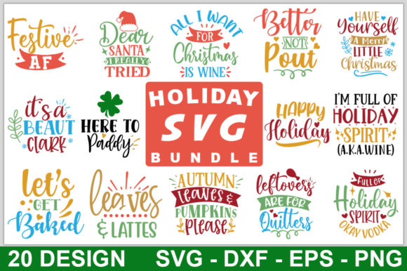 Download Holiday SVG Bundle, Holiday Quotes - Premium Resources