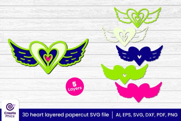 Download 3D Layered Heart Wings Papercut File SVG - Premium Resources